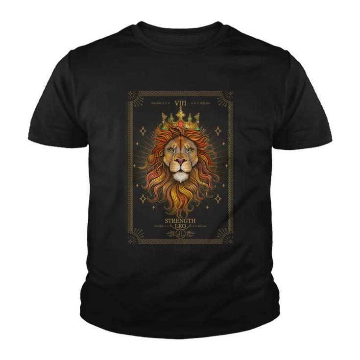 Zodiac Leo Lion Tarot Card Viii Strength Youth T-shirt