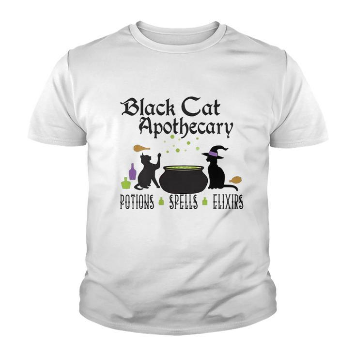 Black Cat Apothecary Halloween Gift Potions Spells Elixers Youth T-shirt