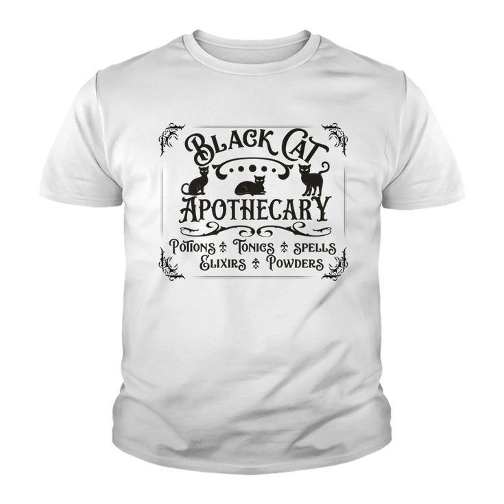 Black Cat Apothecary Powders Flixers Halloween Youth T-shirt