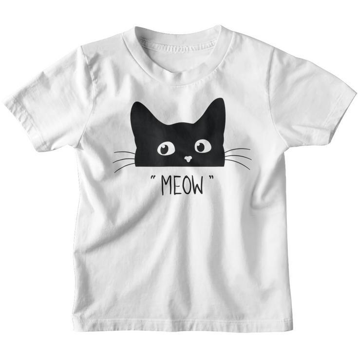 Black Cat  Meow Cat  Meow Kitty Funny Cats Kitty  Youth T-shirt