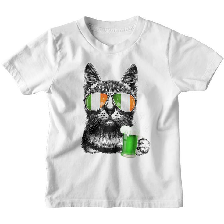Black Cat St Patricks Day Tshirt Kitty Kitten Lover Drinking Youth T-shirt