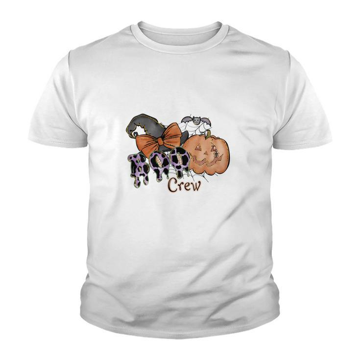Boo Crew Pumpkin Gnomes Hat Bow Halloween Youth T-shirt