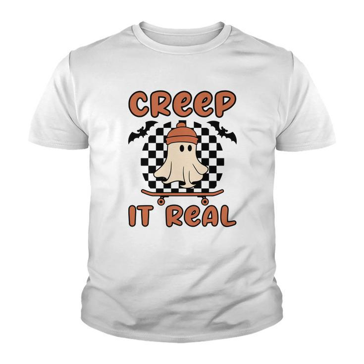 Creep It Real Boo Skateboarding Caro Halloween Youth T-shirt