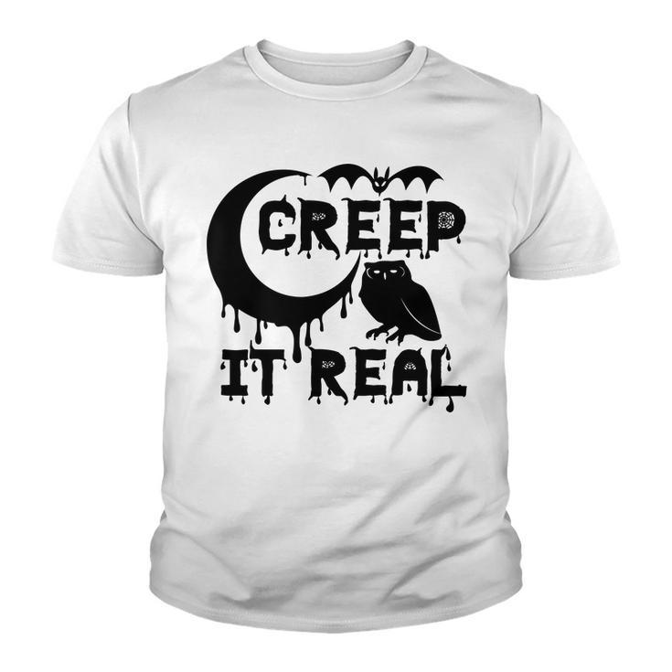 Creep It Real Moon Owl Halloween Night Youth T-shirt