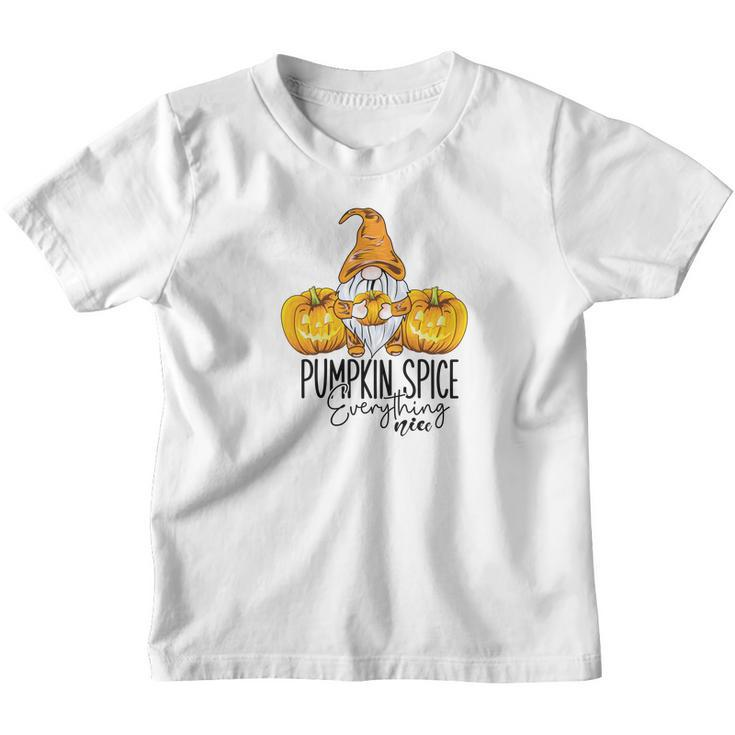 Fall Gnomes Yellow Pumpkin Spice Everything Nice Youth T-shirt