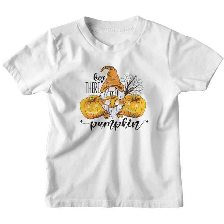 Gnomes Hey There Pumpkin Yellow Hat Fall Youth T-shirt