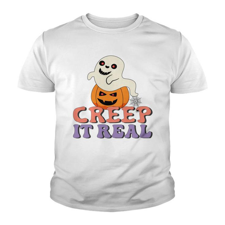 Halloween Boo With Pumpkin Creep It Real Youth T-shirt