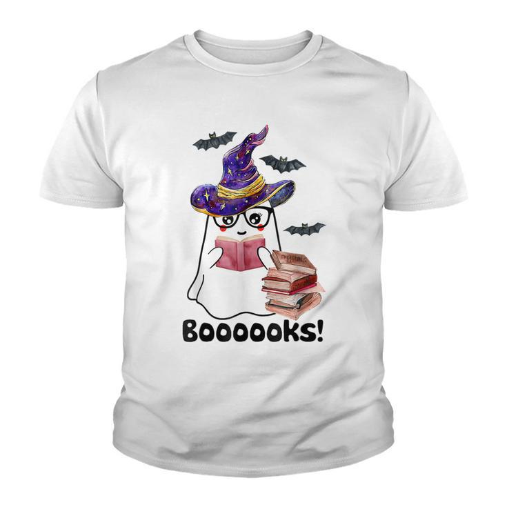 Halloween Booooks Ghost Reading Boo Read Books Library  V3 Youth T-shirt