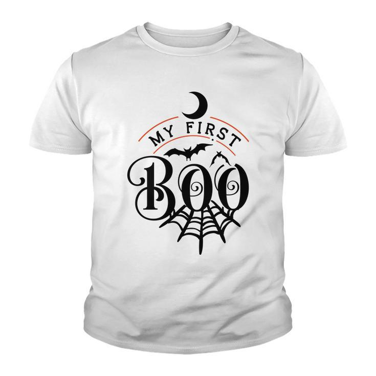 Halloween My First Boo Black And Orange Design Youth T-shirt