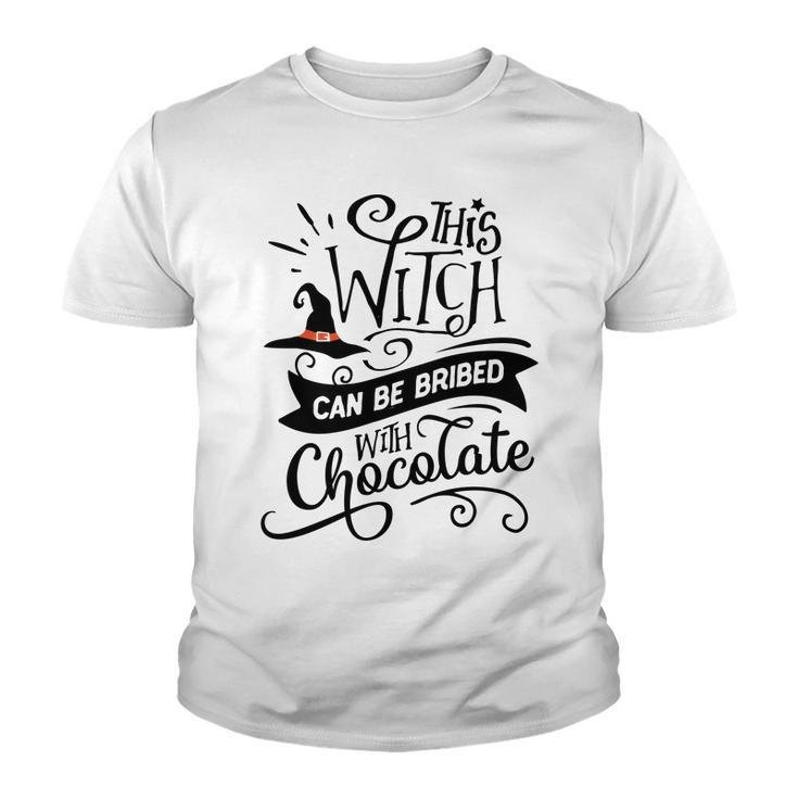 Halloween This Witch Can Be Bribed With Chocolate Black And Orange Youth T-shirt