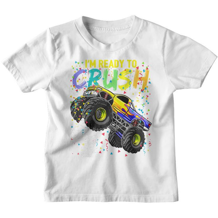 Kids Kids Im Ready To Crush 4 Monster Truck 4Th Birthday Boys  Youth T-shirt