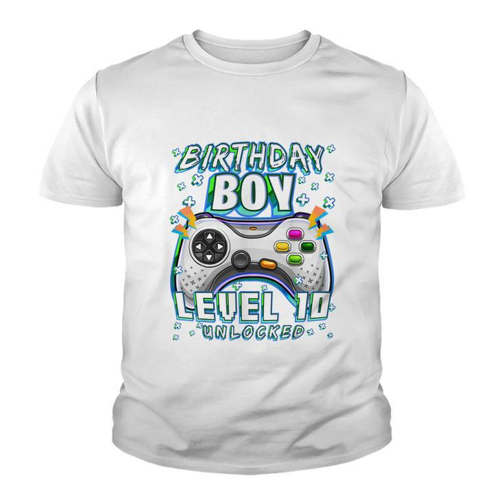Level 10 Unlocked Video Game 10Th Birthday Gamer BoysYouth T-shirt