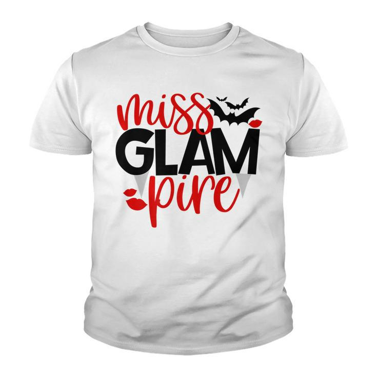 Little Miss Glam Pire Vampire Halloween Cute Kids Girls Bat Fangs    Youth T-shirt