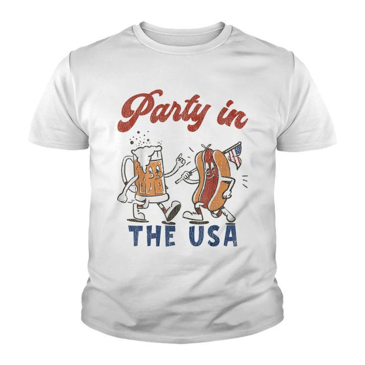Party In The Usa  Hot Dog Love Usa Funny Fourth Of July  Youth T-shirt