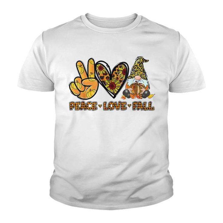 Peace Love Fall Funny Gnome Autumn Lover Pumpkins Halloween  Youth T-shirt