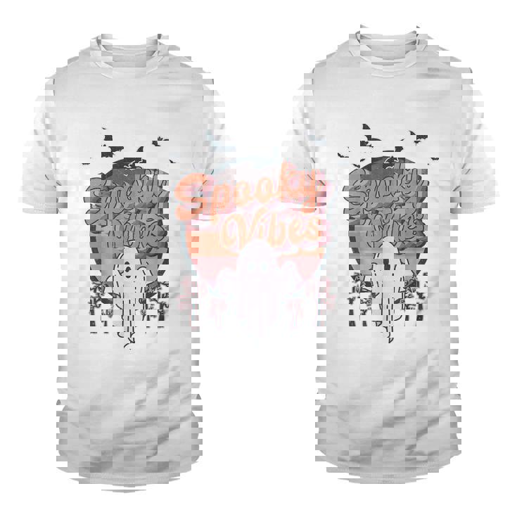 Retro Spook Vibes Boo Ghost Spooky Season Funny Halloween  Youth T-shirt