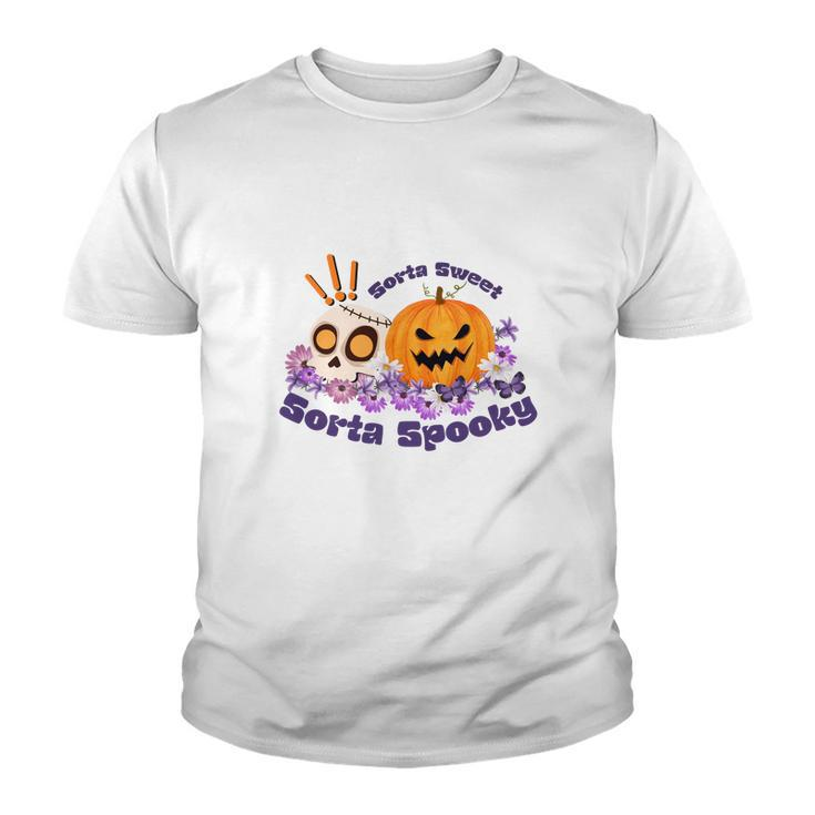 Sorta Sweet Sorta Spooky Halloween Pumpkin Skull Youth T-shirt