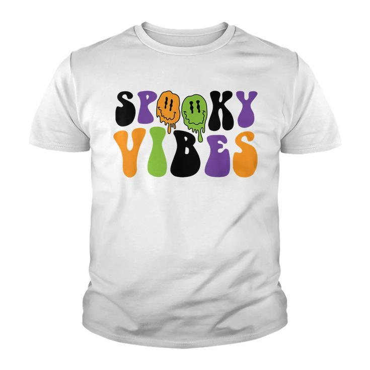 Spooky Vibes Dripping Smile Face Funny Halloween Night Party  Youth T-shirt