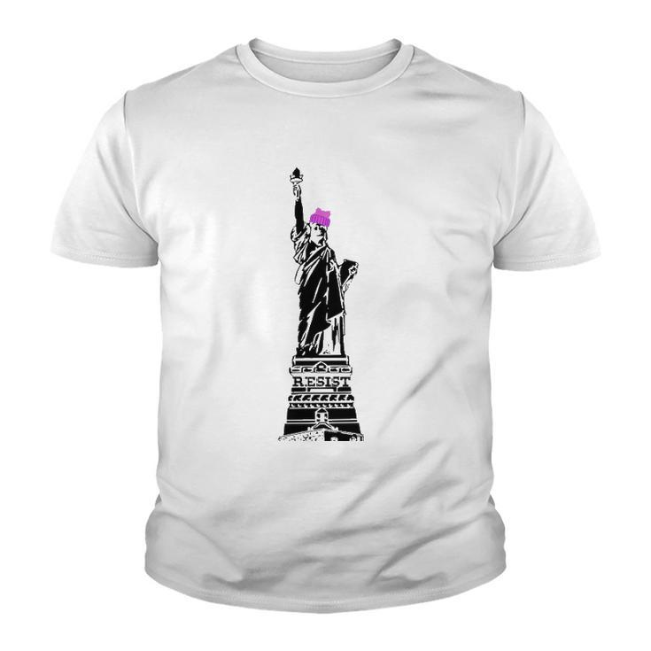 Statue Of Liberty Kitty Ears Resist Feminist Youth T-shirt