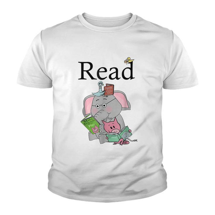 Teacher Library Read Book Club Piggie Elephant Pigeons Funny Tshirt Youth T-shirt