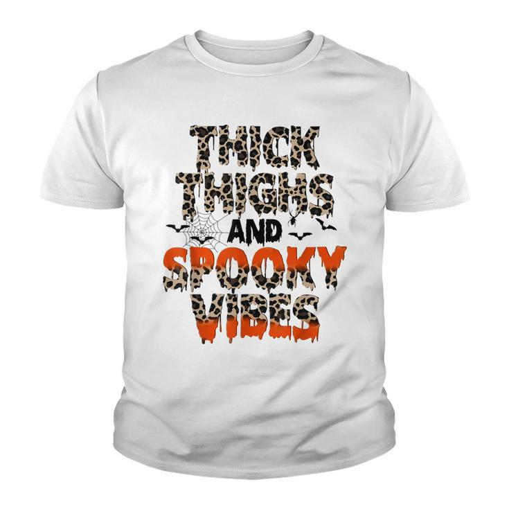 Thick Thighs And Spooky Vibes Leopard Halloween Costume  Youth T-shirt