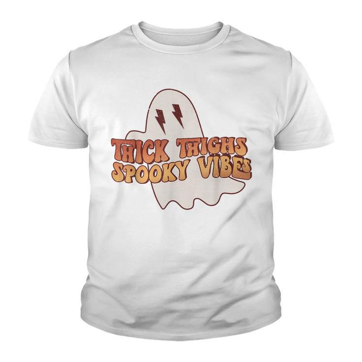 Thick Thighs Spooky Vibes Funny Happy Halloween Spooky  Youth T-shirt