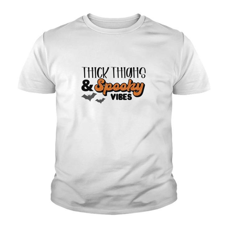 Thick Thights And Spooky Vibes Halloween Bat Youth T-shirt