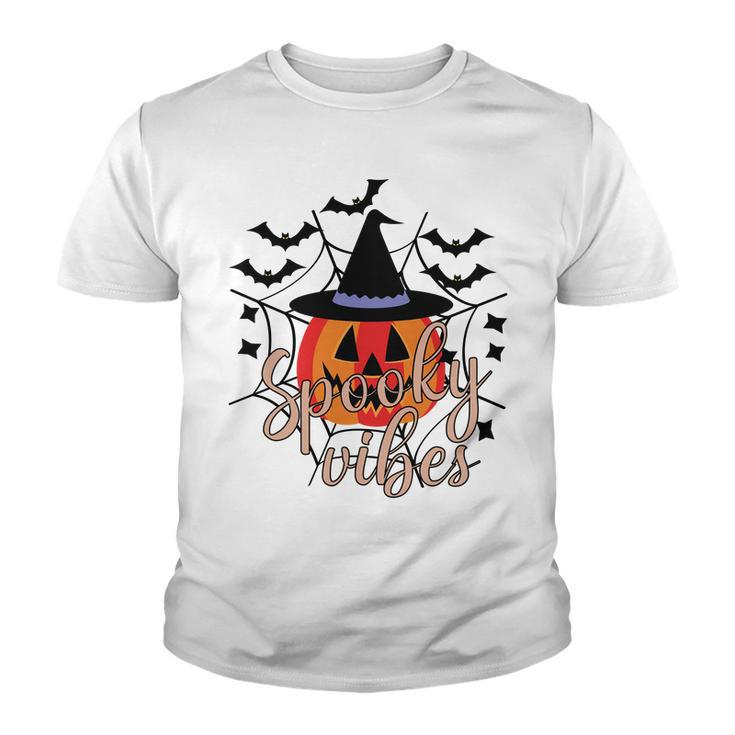 Thick Thights And Spooky Vibes Halloween Pumpkin Ghost Youth T-shirt