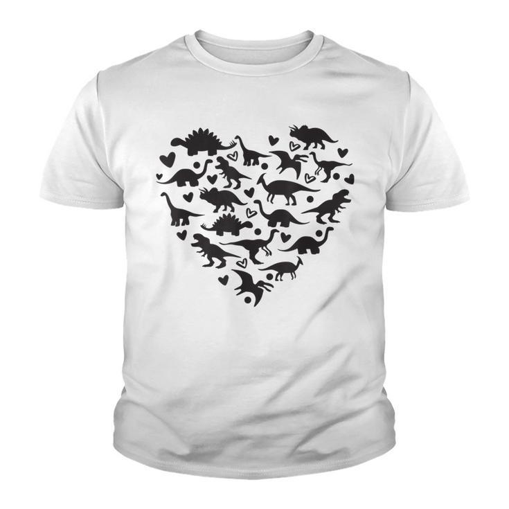 Types Of Dinosaurs Heart Dino Identification Boys Girls Kids Youth T-shirt