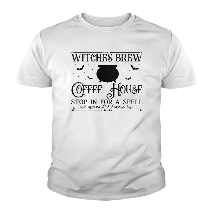 Vintage Halloween Sign Witches Brew Coffee House Youth T-shirt