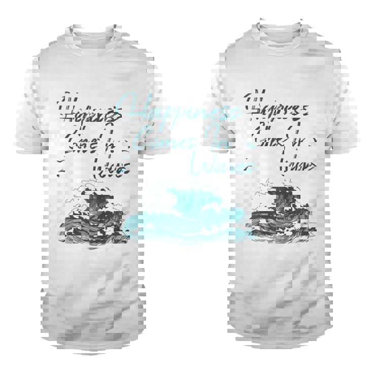 Womens Ocean Waves  For Women Happiness Comes In Waves Beach Youth T-shirt