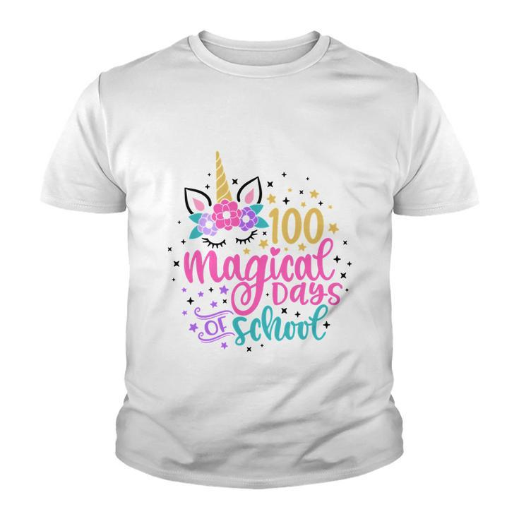 100 Magical Days Of School Cute Unicorn Back To School Youth T-shirt