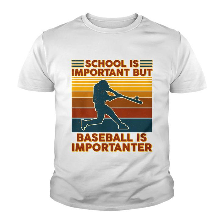 School Is Important But Baseball Is Importanter Graphic Design Printed Casual Daily Basic Youth T-shirt