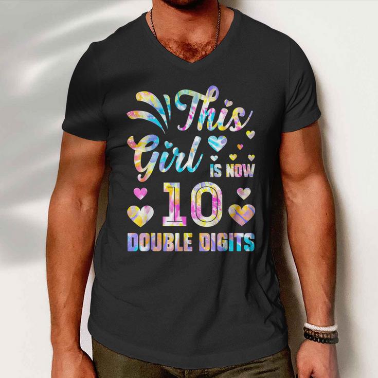 10Th Birthday Gift This Girl Is Now 10 Double Digits Tie Dye Gift Men V-Neck Tshirt