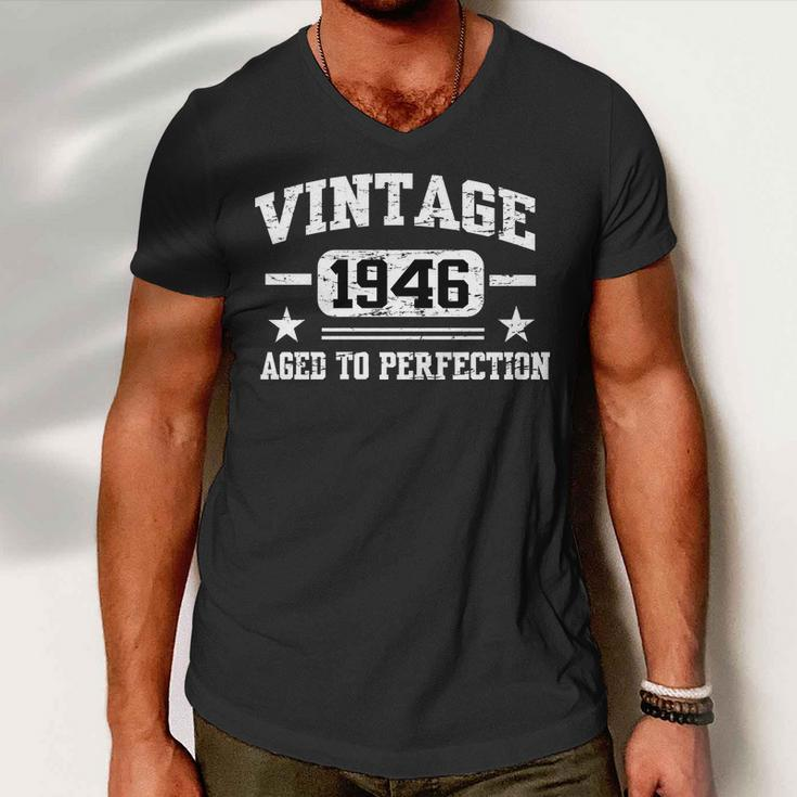 1946 Vintage Aged To Perfection Birthday Gift Tshirt Men V-Neck Tshirt
