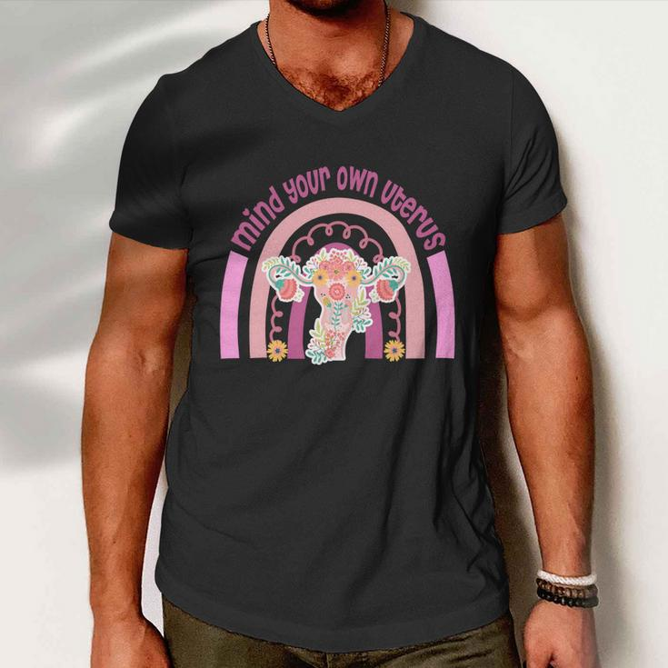 1973 Pro Roe Rainbow Mind You Own Uterus Womens Rights Men V-Neck Tshirt