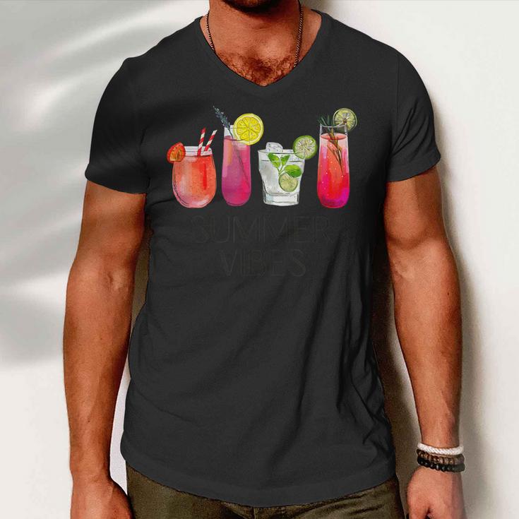 Summer Vibes Tropical Cocktail Drink Design For Beach Fun  Men V-Neck Tshirt