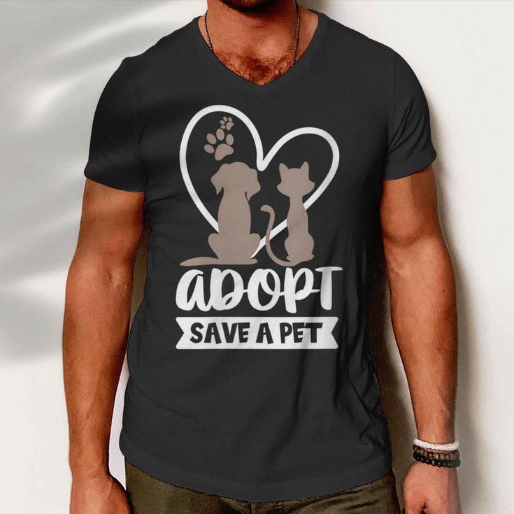 Womens Adopt Save A Pet Cat & Dog Lover Pet Adoption Rescue Gift  Men V-Neck Tshirt