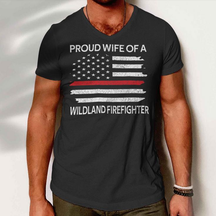 Firefighter Proud Wife Of A Wildland Firefighter Wife Firefighting V2 Men V-Neck Tshirt