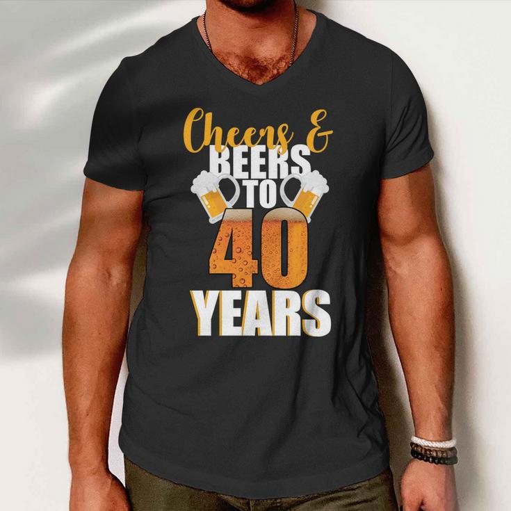 40Th Birthday Cheers & Beers To 40 Years Men V-Neck Tshirt