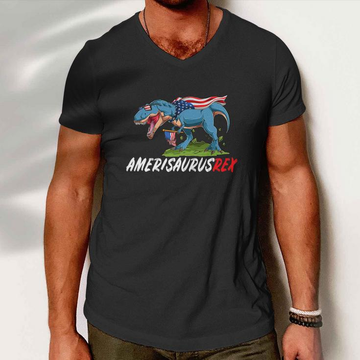 4Th July Trex America Dinosaur Independence Day Men V-Neck Tshirt