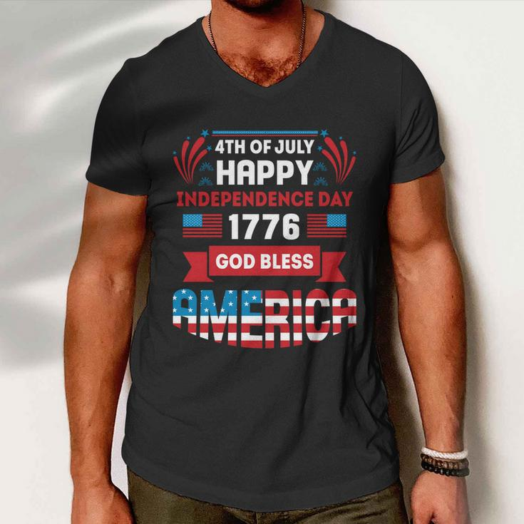 4Th Of July Happy Patriotic Day 1776 God Bless America Gift Men V-Neck Tshirt