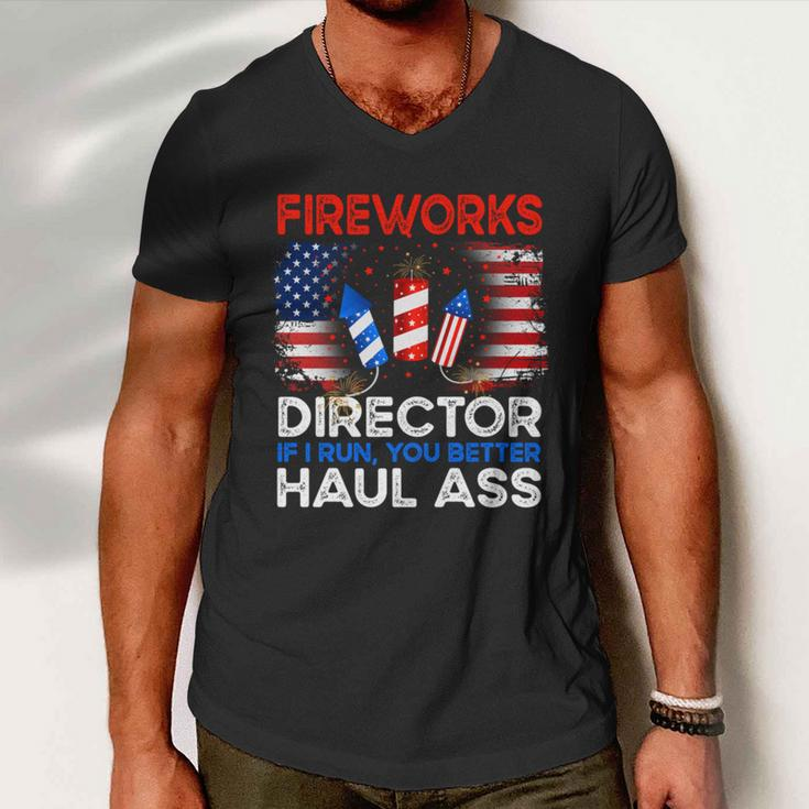 4Th Of July Men Fireworks Director If I Run You Run Funny Men V-Neck Tshirt