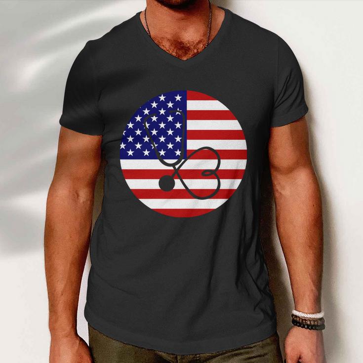 4Th Of July Nurse Independence Day Design Gift American Flag Gift Men V-Neck Tshirt