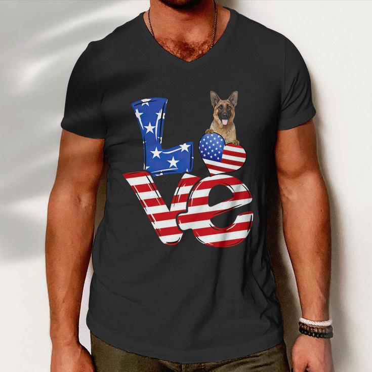 4Th Of July Patriotic Love German Shepherd American Flag Gift Men V-Neck Tshirt