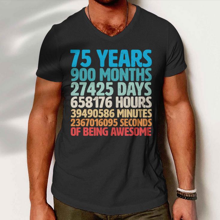 75 Years Of Being Awesome Birthday Time Breakdown Tshirt Men V-Neck Tshirt