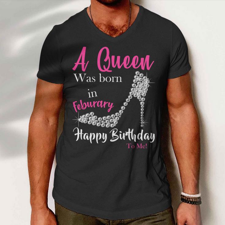 A Queen Was Born In February Birthday Men V-Neck Tshirt