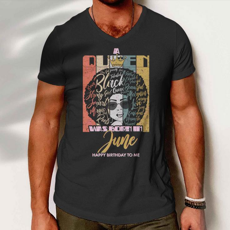 A Queen Was Born In June Graphic Design Printed Casual Daily Basic Men V-Neck Tshirt