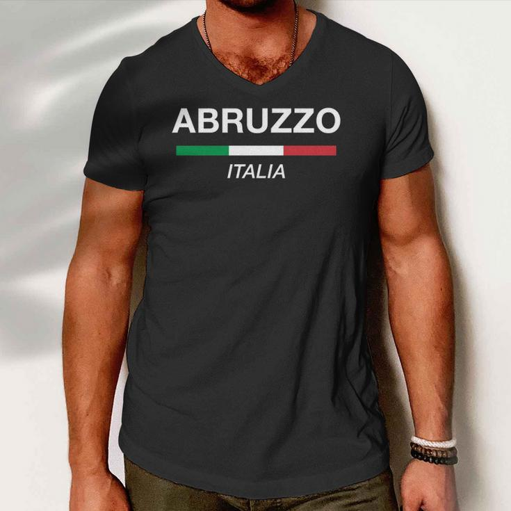 Abruzzo Italian Name Italy Flag Italia Family Surname Men V-Neck Tshirt