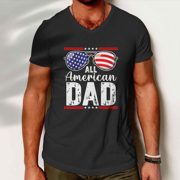 All American Dad Shirt Fourth 4Th Of July Sunglass Men V-Neck Tshirt